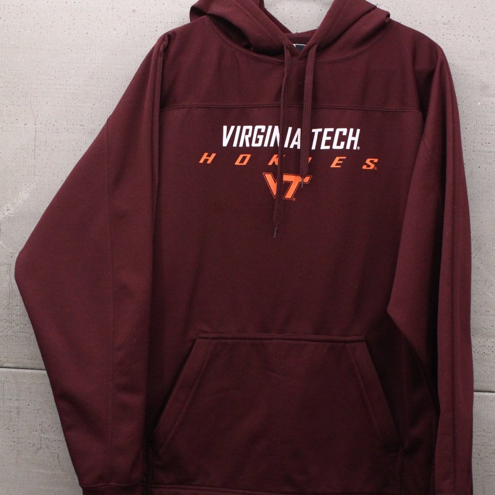 J America Sportswear Virginia Tech VT Football Hokie Hoodie Fleece Jacket Large
